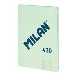 Milán Cuaderno Colección 430 since 1918 A4 Encolado Verde Tapa Flexible 48 Hojas Cuadriculadas 5x5mm Papel 95gr Microperforado Made in Spain