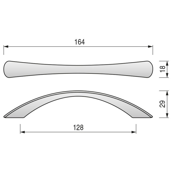 Trentadue Tirador Carlo Zamak C128 L164 Ral9006 Aluminio Mate para Mobiliario Diseño Moderno