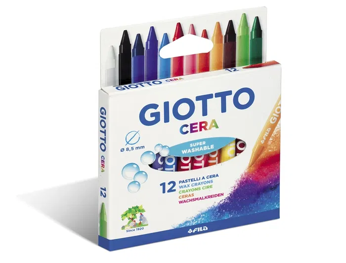 Giotto Lápices de Cera Caja de 12 Colores Surtidos Lavables