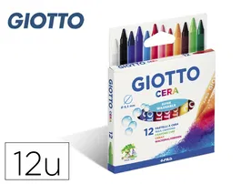 Giotto Lápices de Cera Caja de 12 Colores Surtidos Lavables