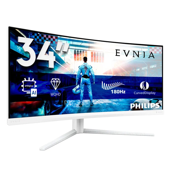 Philips Monitor Evnia 34M2C5501A Blanco 34 pulgadas WQHD 180Hz Curvo
