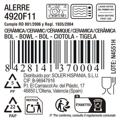La Mediterranea Bol Alerre 900ml ø16x8.8cm