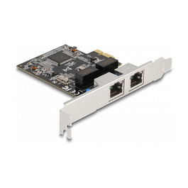 DeLOCK Tarjeta de Red PCI Express 2 Puertos Gigabit LAN RTL8111, Plata, para PC