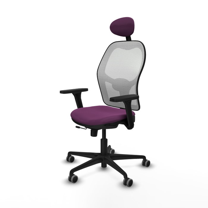 PIQUERAS Y CRESPO Silla de oficina Jorquera con mecanismo Sincro/Traslack, Morado y Blanco