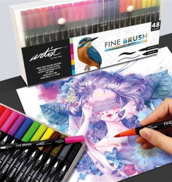 ARTIST BY ALEX BOG Estuche 48 rotuladores fine brush doble punta colores surtidos
