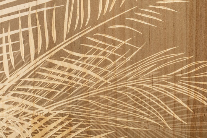 DKD Home Decor Set de 3 Cuadros Grabados de Palmera en Pino