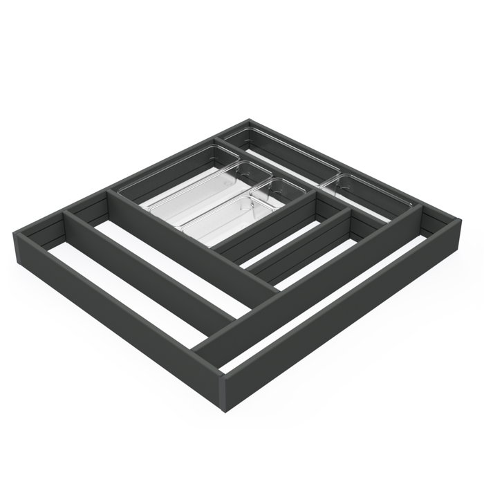 Emuca Organizador para cajón Alumount 600x500, Aluminio, Gris antracita