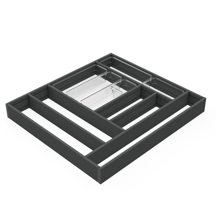 Emuca Organizador para cajón Alumount 600x500, Aluminio, Gris antracita