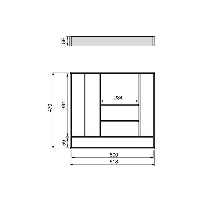 Emuca Organizador para cajón Alumount 600x500, Aluminio, Gris antracita