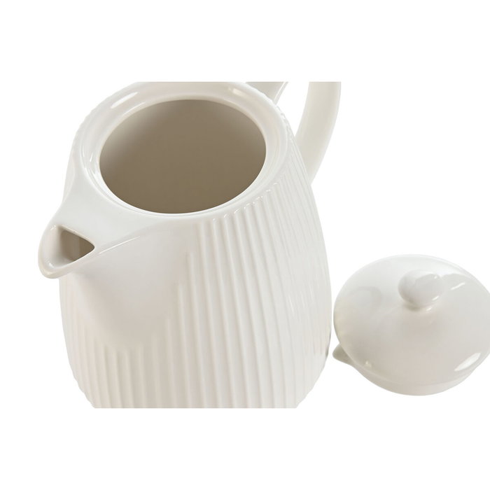 DKD Home Decor Tetera de Porcelana Blanca 1L