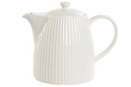 DKD Home Decor Tetera de Porcelana Blanca 1L