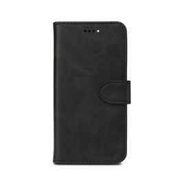 eSTUFF Funda Billetera WALES PU para iPhone 15 Negra con Soporte para Tarjetas