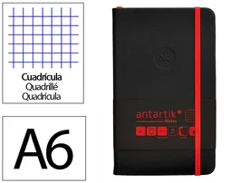 Antartik Cuaderno A6 Tapa Dura Hojas Cuadriculadas Negro y Rojo 100 Hojas 80 gr FSC