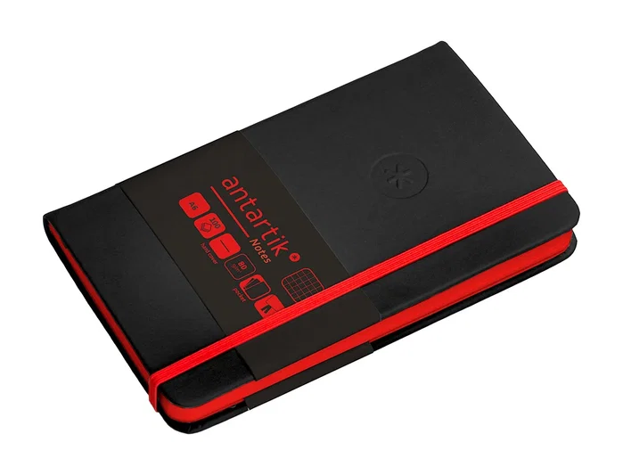 Antartik Cuaderno A6 Tapa Dura Hojas Cuadriculadas Negro y Rojo 100 Hojas 80 gr FSC