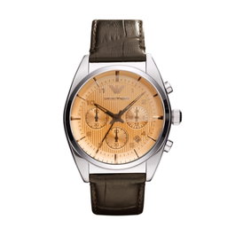 Armani AR0395 con esfera naranja y correa de piel marrón