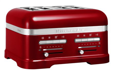Kitchenaid 5KMT4205 Tostador para 4 Rebanadas Rojo Manzana, Tostador con 4 Ranuras Extra Grandes, 7 Posiciones de Tueste y Potencia Óptima