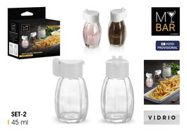 Inde Set 2 Saleros Vidrio Tapa Inatascable 45ml (24 Cajas)