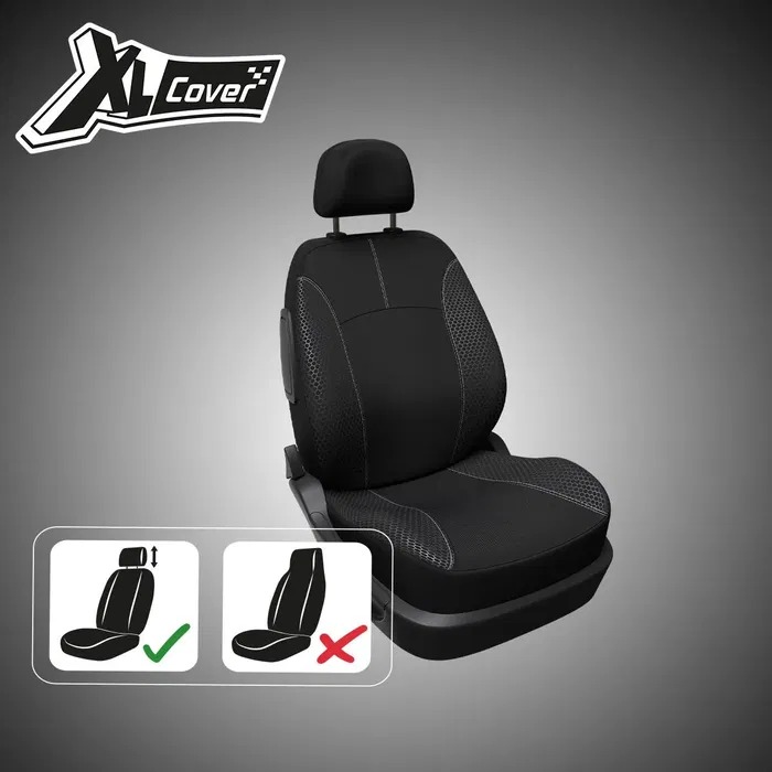 XLCOVER Funda para Asiento de Coche Universal Negra Compatible con Airbag 3 Piezas