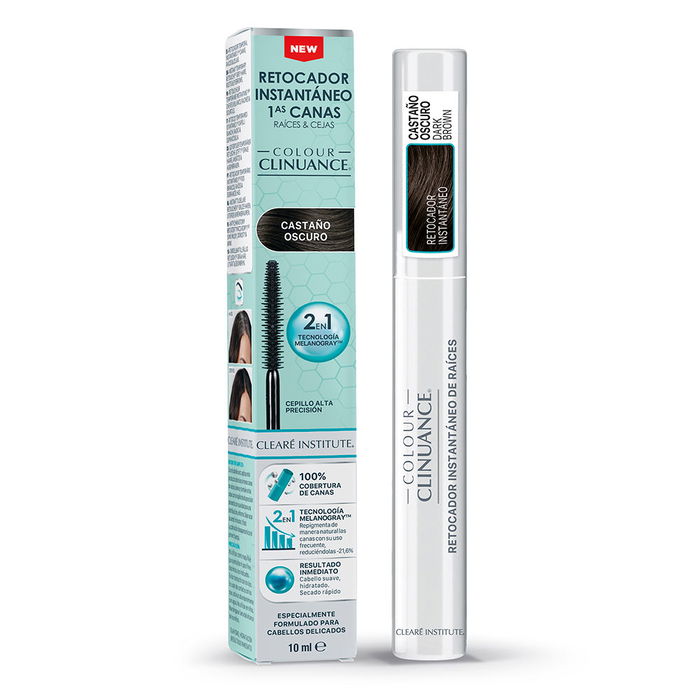 CLEARÉ INSTITUTE Retocador Instantáneo Canas Raíces Cejas Castaño Oscuro 10 ml