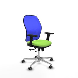 PIQUERAS Y CRESPO Silla de oficina Jorquera con mecanismo Sincro/Traslack, Pistacho y Azul