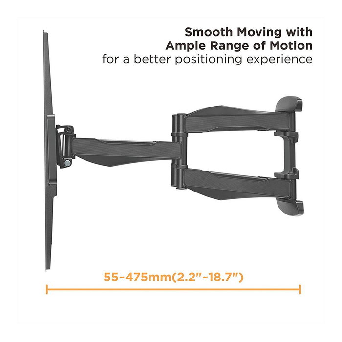 VALUE 17.99.1211 Soporte TV Pared Giratorio Inclinable 37 a 80 Pulgadas hasta 45 Kg Negro para VESA 200x200-400x400 mm