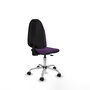 Silla de oficina Algarra con mecanismo Contacto permanente básico tapizada con Tela color Morado. Equipada con Base cromada, Sin brazos y Ruedas de nailon 50 mm