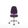 Silla de oficina Algarra con mecanismo Contacto permanente básico tapizada con Tela color Morado. Equipada con Base cromada, Sin brazos y Ruedas de nailon 50 mm