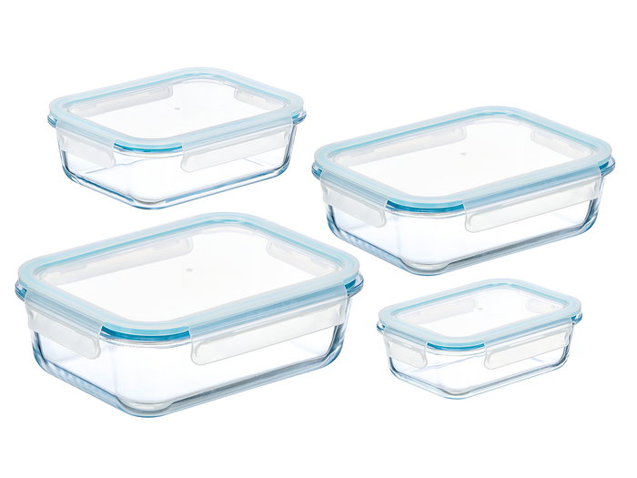 Vivalto Set de 4 Fiambreras Rectangulares de Borosilicato Vivalto Set de 4 Fiambreras Rectangulares de Borosilicato