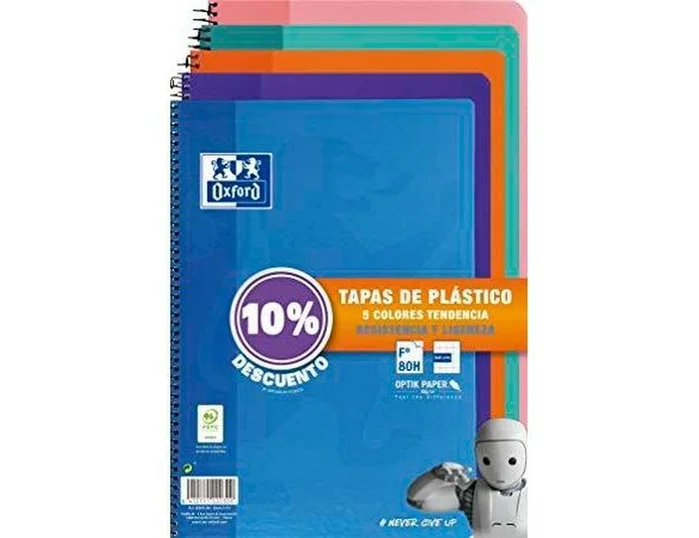 Oxford Bloc Espiral Optik Paper Tapa Plástico 80 Hojas 90 g Cuadros 4 mm Folio