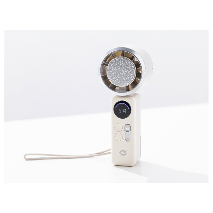Conceptronic AERIVA03C Mini Ventilador Portátil con Placa de Enfriamiento y Pantalla Digital, Crema