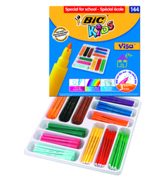 BIC Estuche 144 Rotuladores 12 Colores Surtidos Punta Media Lavable 887837