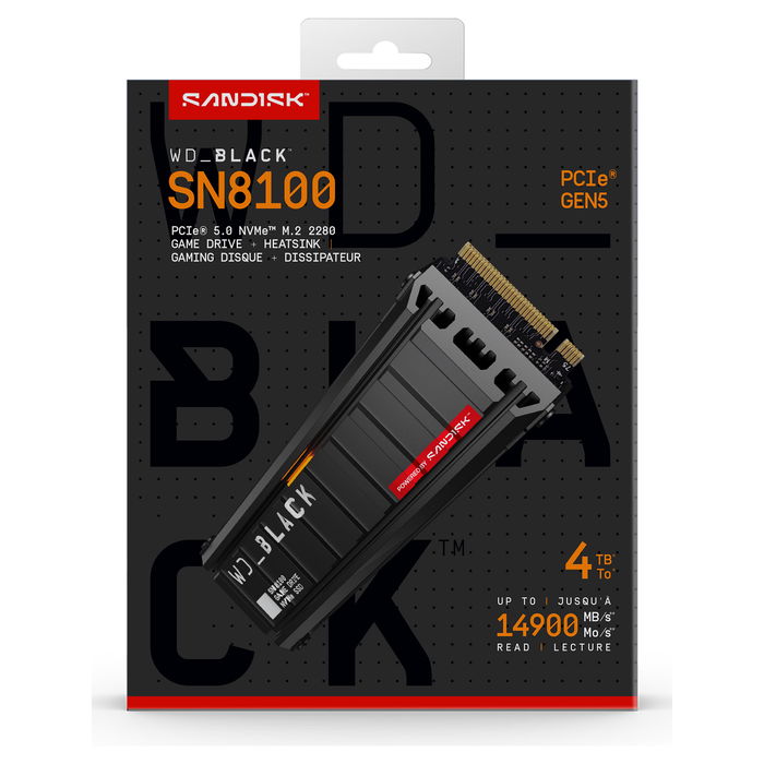 WD WD_BLACK SN8100 NVMe SSD 4TB M.2 2280 PCIe 5.0 con Disipador - Hasta 14900 MB/s - TLC 3D NAND WD WD_BLACK SN8100 NVMe SSD 4TB M.2 2280 PCIe 5.0 con Disipador - Hasta 14900 MB/s - TLC 3D NAND
