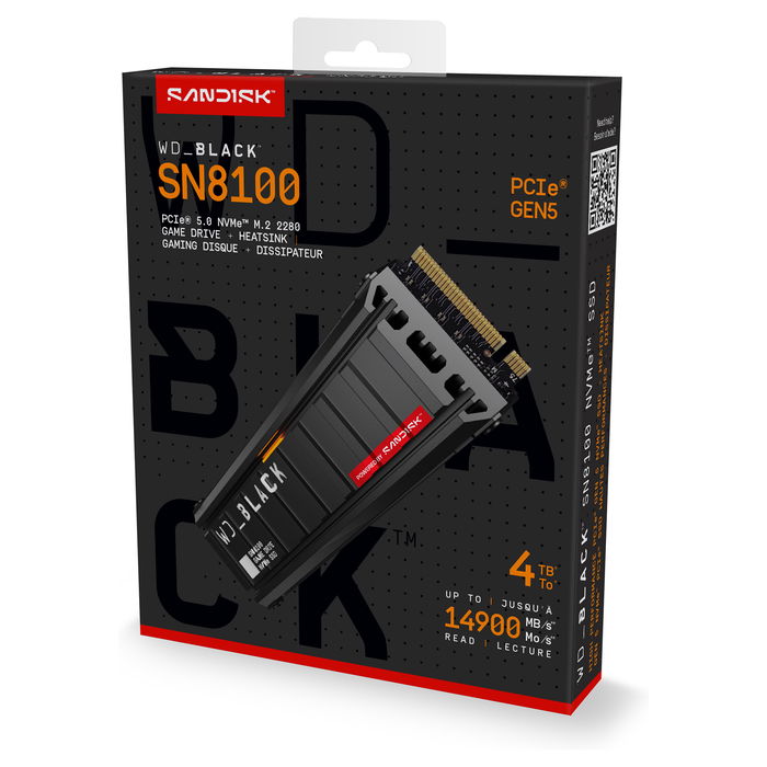 WD WD_BLACK SN8100 NVMe SSD 4TB M.2 2280 PCIe 5.0 con Disipador - Hasta 14900 MB/s - TLC 3D NAND WD WD_BLACK SN8100 NVMe SSD 4TB M.2 2280 PCIe 5.0 con Disipador - Hasta 14900 MB/s - TLC 3D NAND