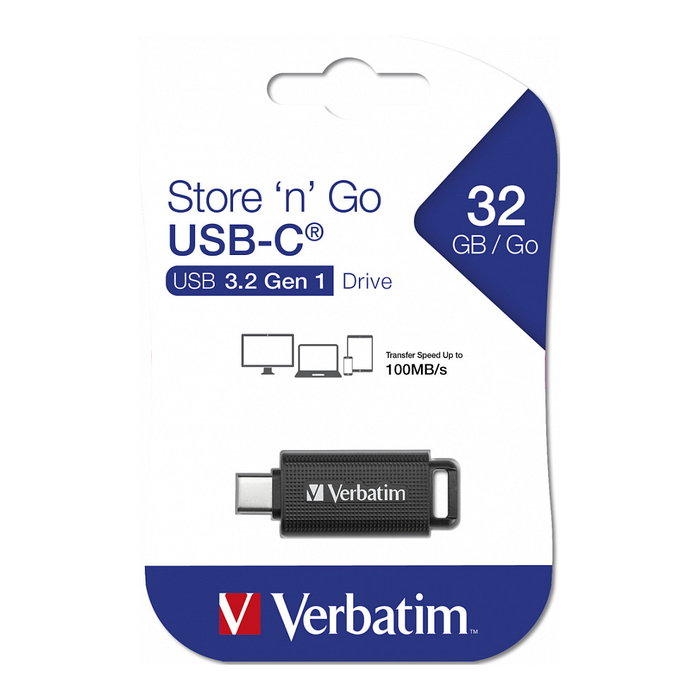 Verbatim Memoria USB 32GB Retráctil USB-C Negro