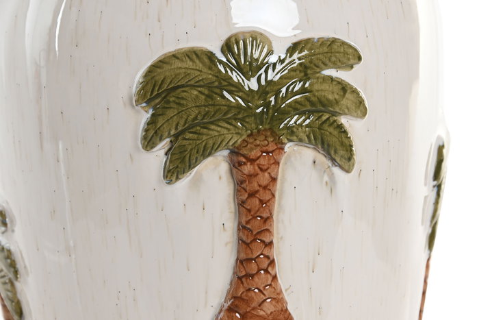 DKD Home Decor Jarrón de Cerámica Palmeras Pintado a Mano