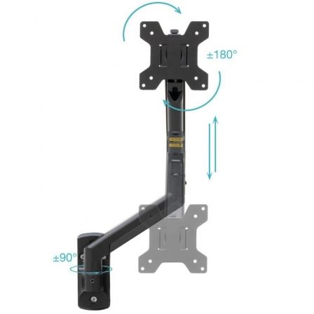 Tooq Soporte de Pared para Monitor LP1334TNR-B Giratorio Inclinable Rotatorio para Pantallas 13-34 Pulgadas Hasta 10kg Negro