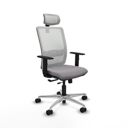 PIQUERAS Y CRESPO Silla de oficina Haches con mecanismo Sincro/Traslack, Gris y Blanco