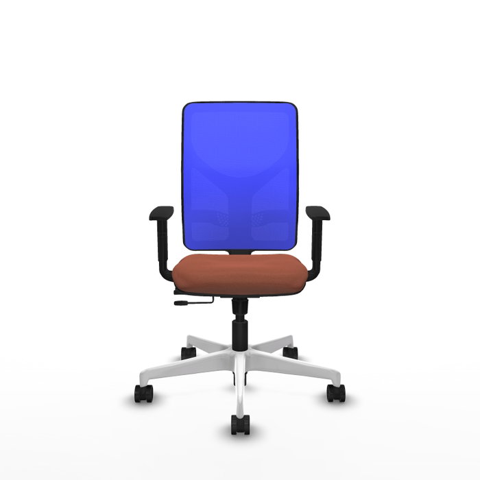 PIQUERAS Y CRESPO Silla de oficina Motilla con mecanismo Sincro/Traslack, Malla Azul y Tela Marrón