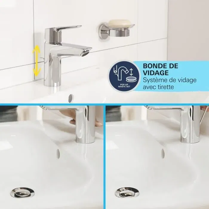 Grohe 234552432 Mezclador Monomando de Lavabo Negro Mate Talla M Caño Mediano Extraíble Ahorro de Agua