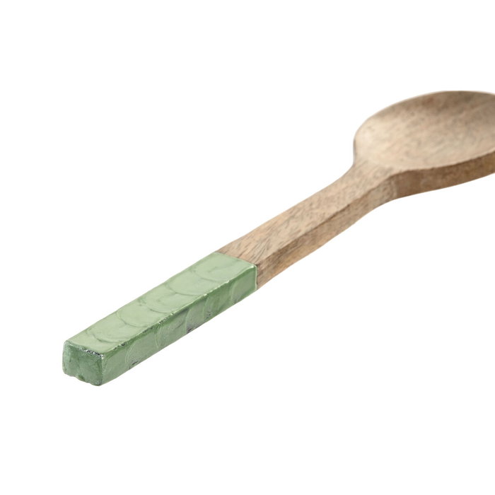 DKD Home Decor Set de 2 Utensilios de Mango Lacado Verde