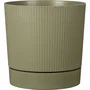 GARDEN ID Maceta redonda con depósito, Lino, color verde musgo, Ø 47 cm, capacidad 43 L, altura 46 cm - 2044814