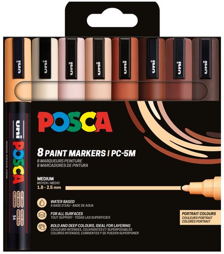 POSCA Estuche de 8 Marcadores Portrait PC-5M Tinta Opaca No Permanente POSCA Estuche de 8 Marcadores Portrait PC-5M Tinta Opaca No Permanente