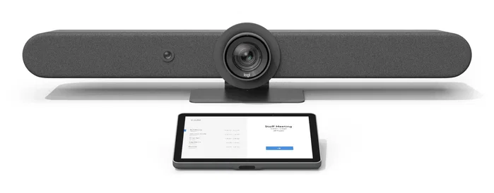 Logitech Rally Bar + Tap IP Sistema de videoconferencia 4K con pantalla táctil de 10.1 pulgadas