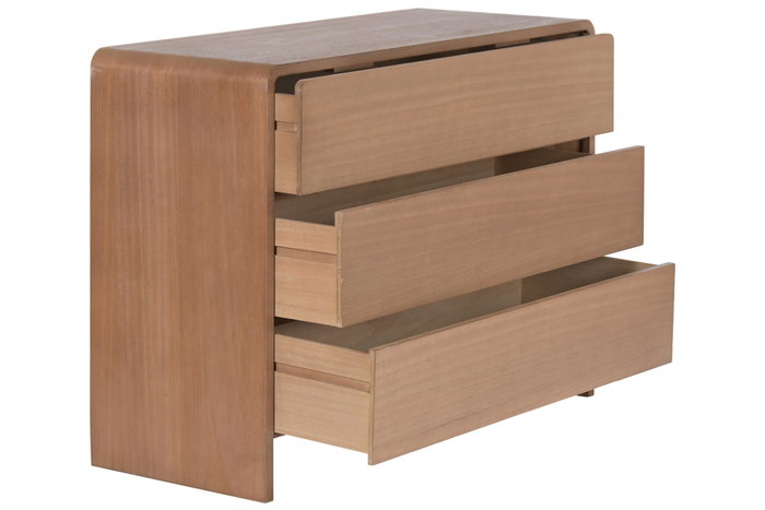 DKD Home Decor Cómoda Paulownia y Olmo de 3 Cajones Natural