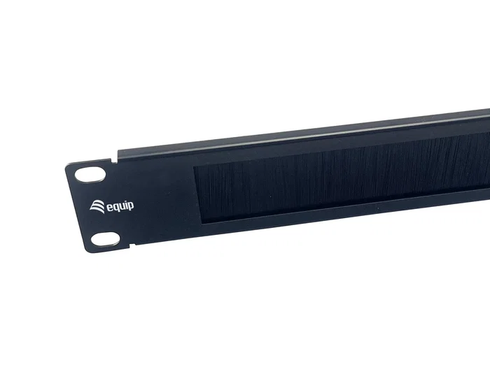 Equip 327532 Panel pasacables con cepillo para rack 1U, Acero, Color Negro, Pack de 1
