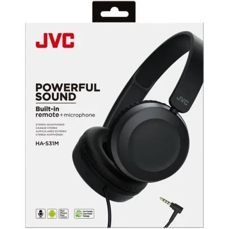 JVC HA-S31M-B Auriculares Diadema Binaural con Botones - Negro - Cable 1.2 m