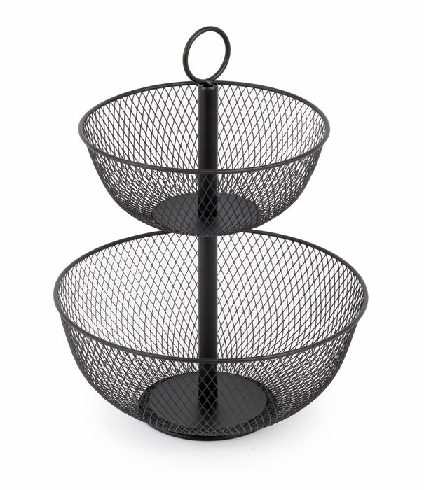 Confortime Cesta Metálica para Fruta, Doble, con Dimensiones 31.9 cm de Largo x 31.9 cm de Ancho x 41 cm de Alto (4 Unidades)