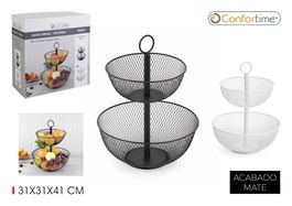 Confortime Cesta Metálica para Fruta, Doble, con Dimensiones 31.9 cm de Largo x 31.9 cm de Ancho x 41 cm de Alto (4 Unidades)
