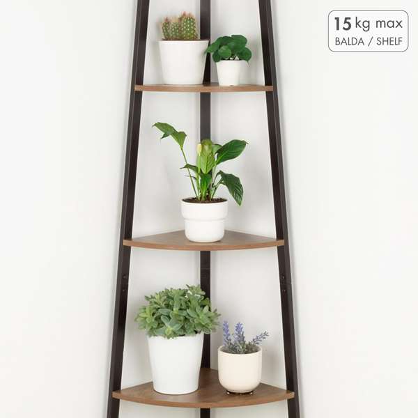 Max Home Estantería de Esquina 5 Baldas 35x35x160 cm de Hierro y MDF