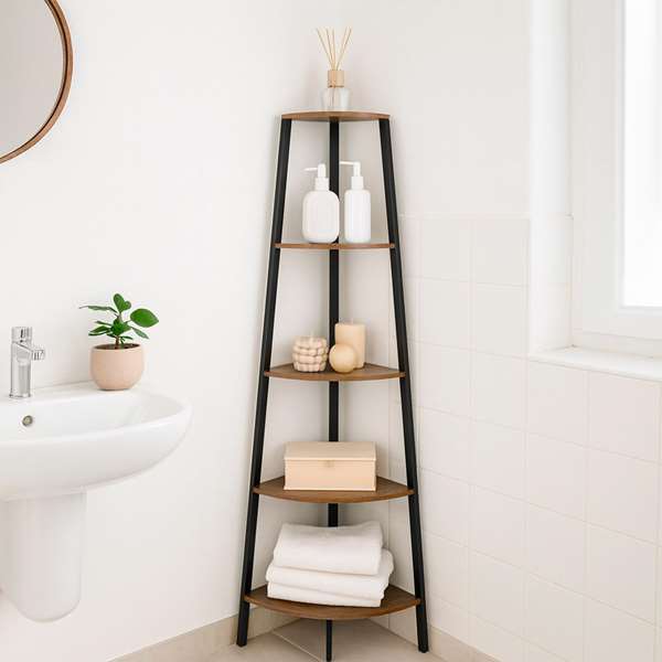Max Home Estantería de Esquina 5 Baldas 35x35x160 cm de Hierro y MDF